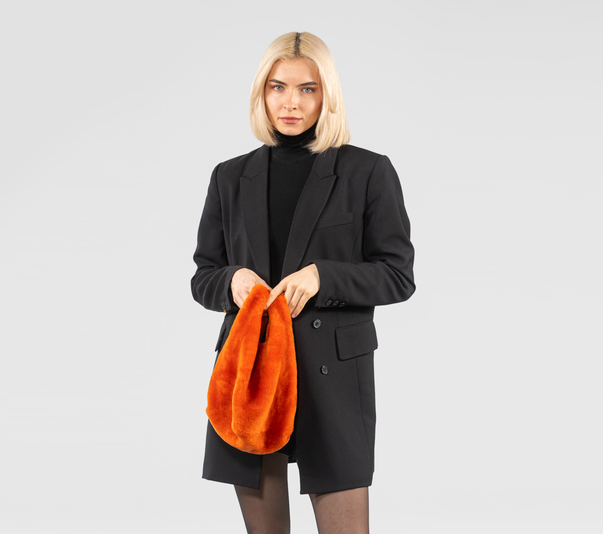 Reversible Orange Shearling Fur Handbag
